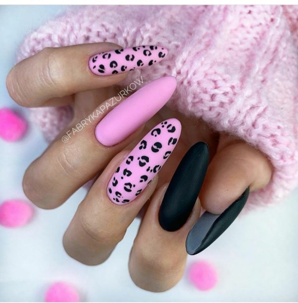 Pink and Black Nail designs