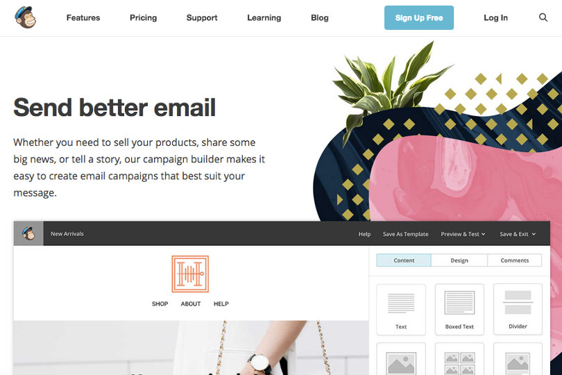 Mailchimp homepage