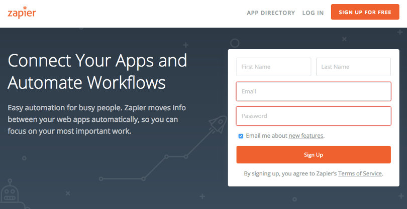 Zapier homepage