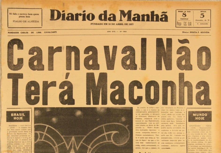 Manchete do jornal pernambucano Diário da Manhã