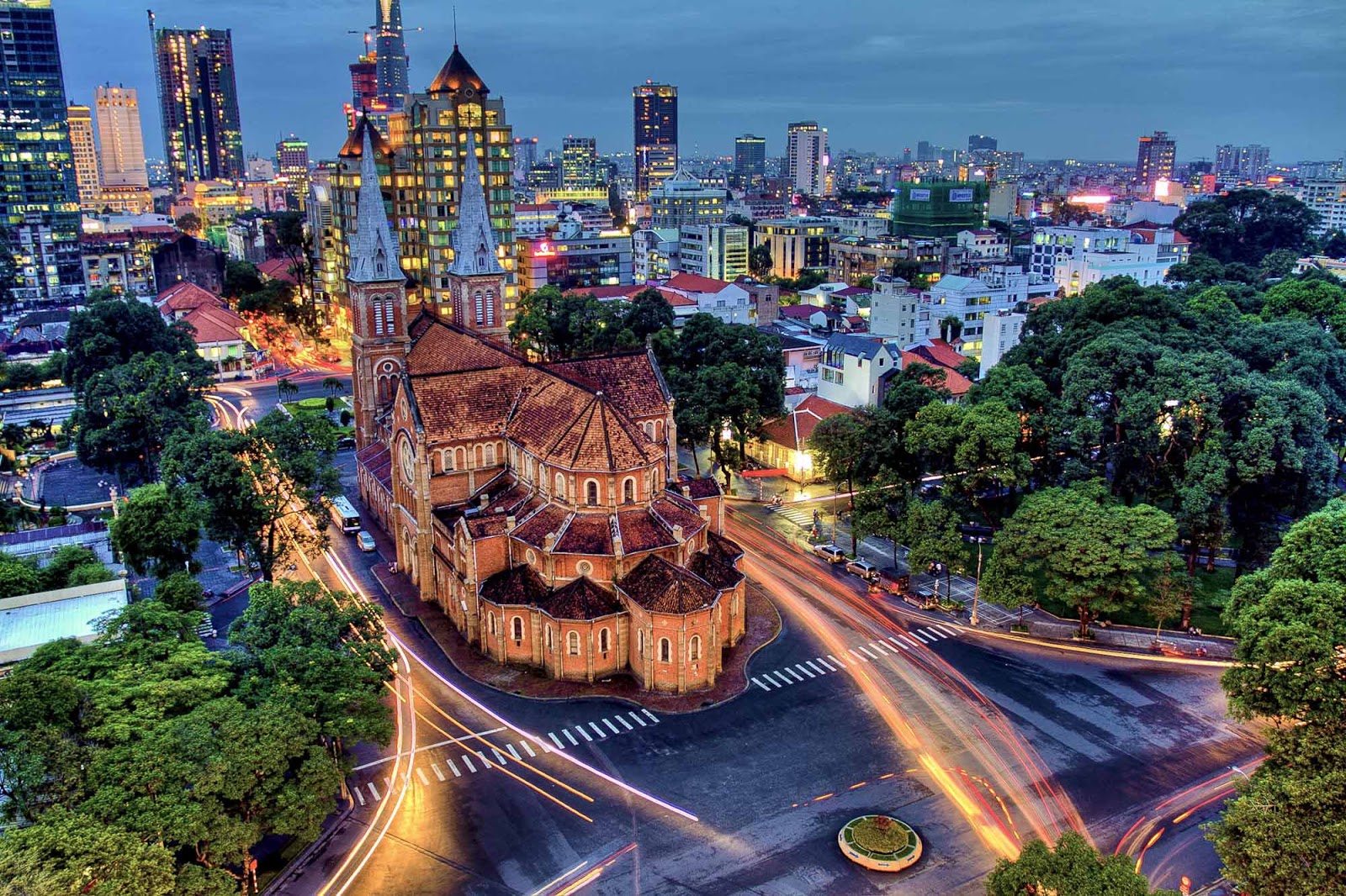 Notre Dame Cathedral of Saigon at night