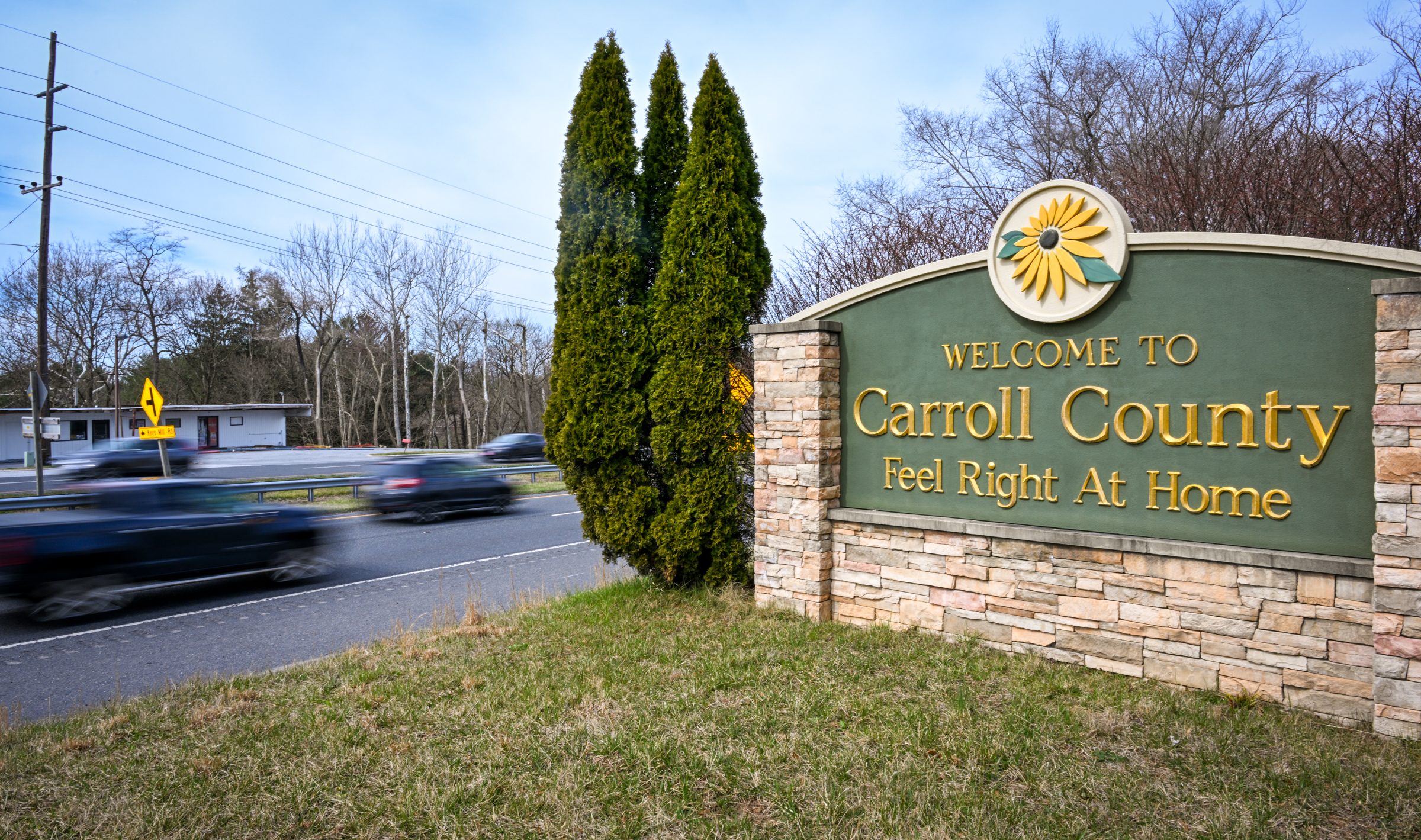 A sign on Route 140 near Finksburg welcomes drivers to Carroll County. Carroll grew fastest among the four Baltimore area counties in 2023 according to new Census Bureau estimates. (Jerry Jackson/Staff)