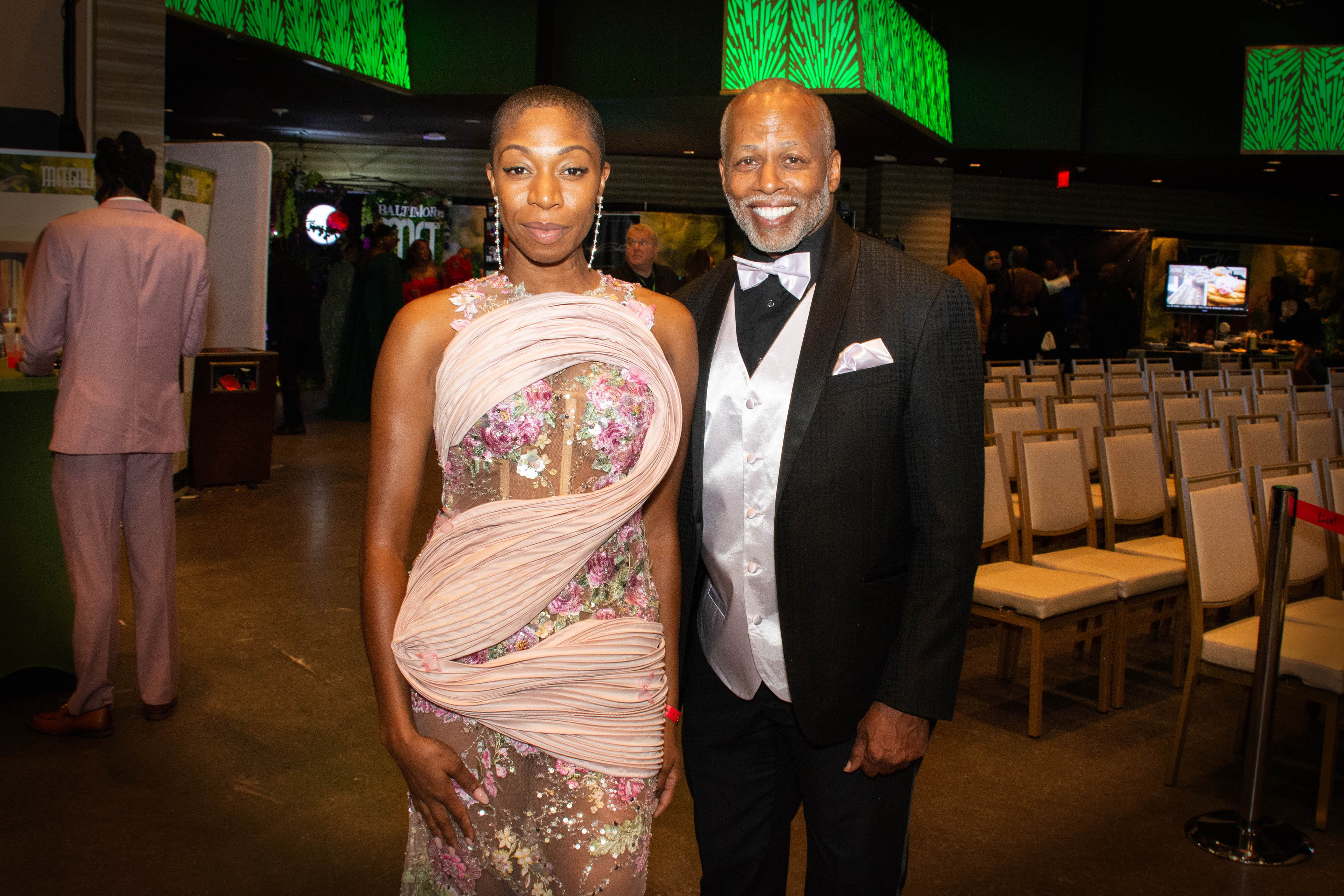 From left - Melissa Sutherland Moss, visual artist, and Darnley Scoon, IPI Solutions private investigator, at the Baltimore MET Gala 2024 (Sloane Brown)