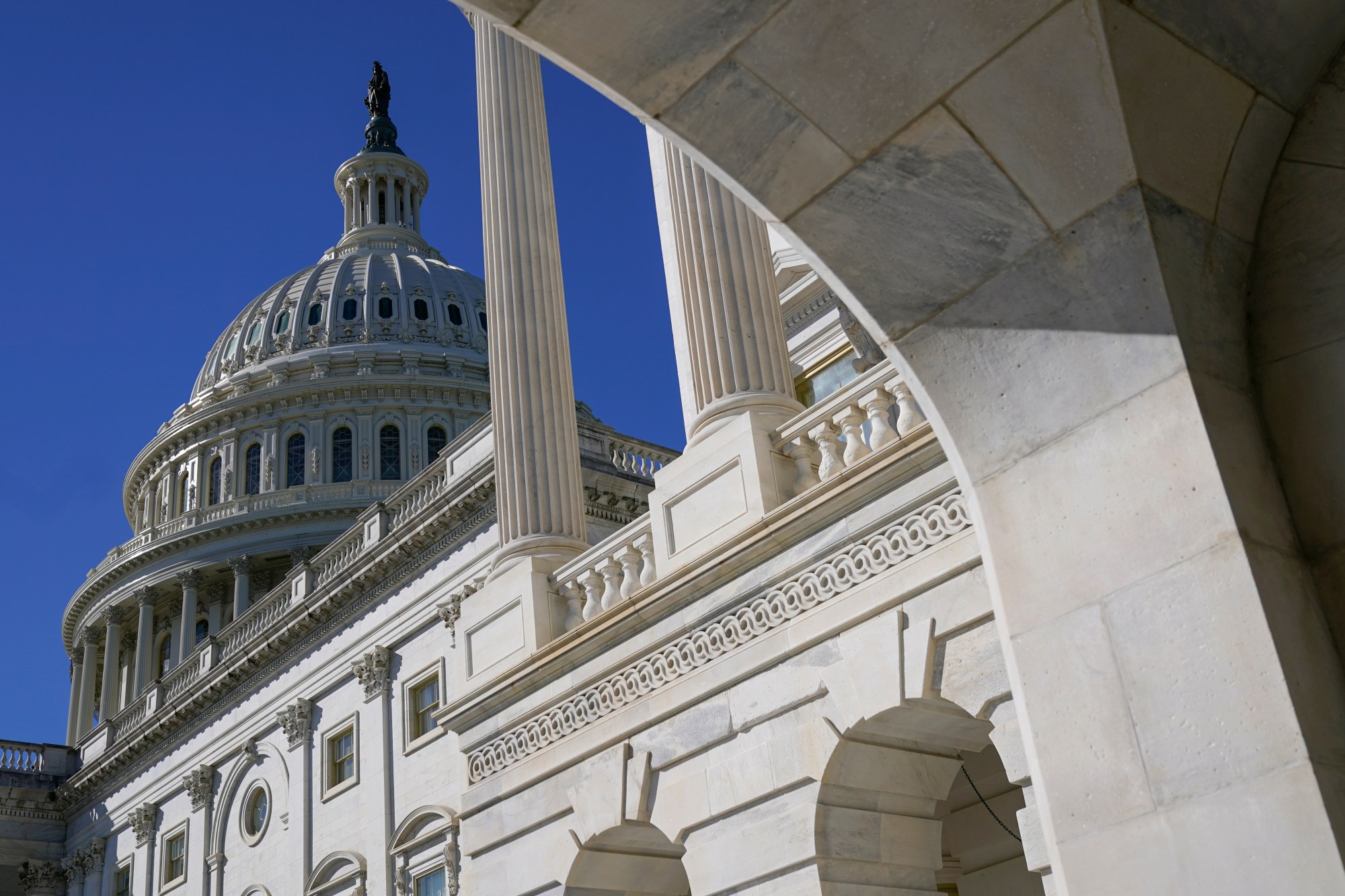 Sun shines on the U.S. Capitol dome, Tuesday, March 2, 2021, in Washington. (AP Photo/Patrick Semansky)