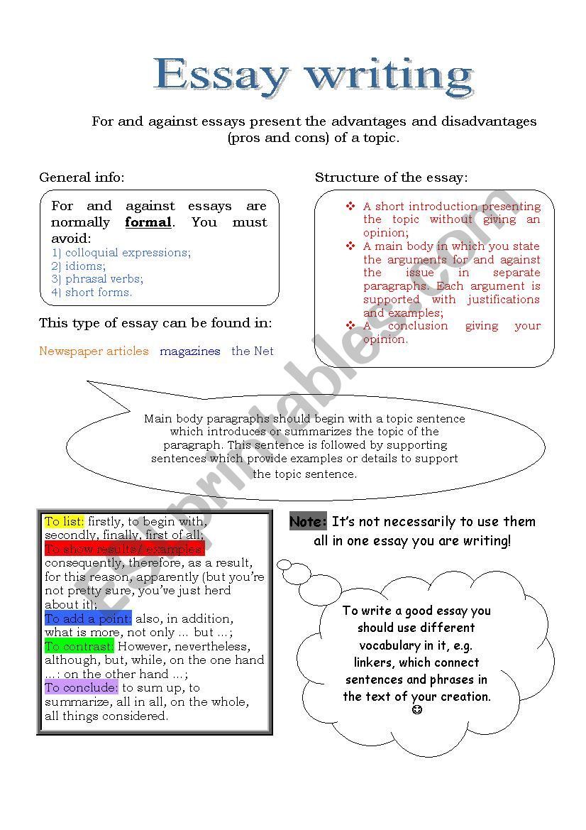 essay writing esl worksheet by jastin25i