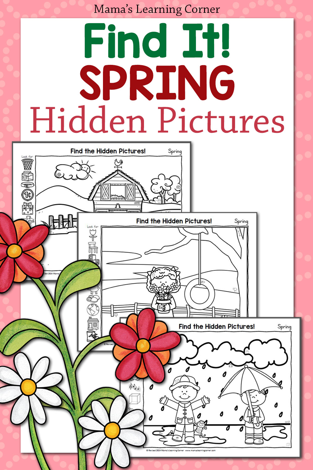 Spring Hidden Pictures Printable Worksheets