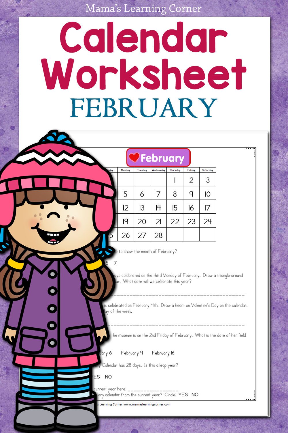 February Calendar Worksheet