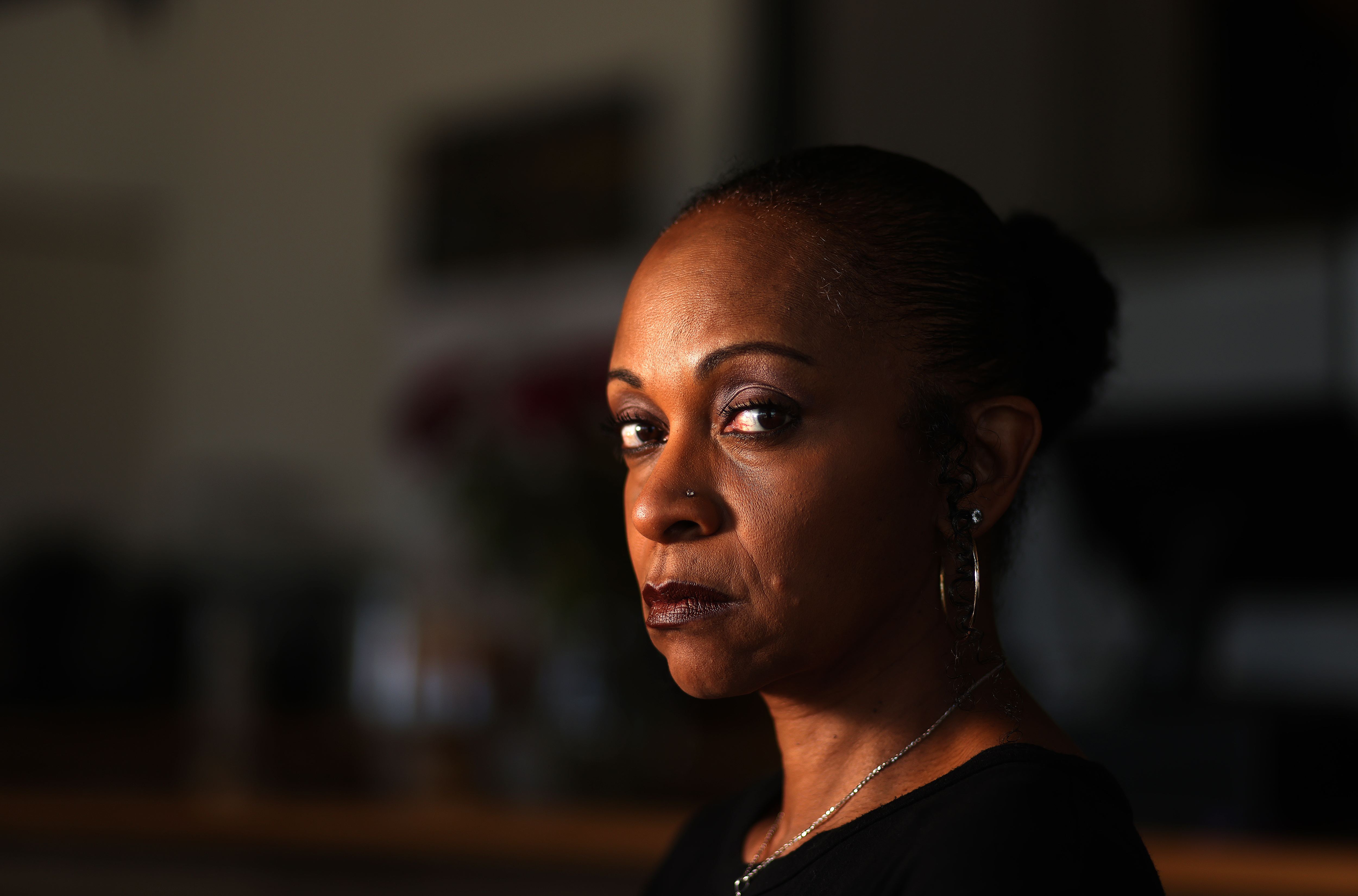 Cherie Barfield on Wednesday, Aug. 28, 2024, in Dublin, Calif. Barfield's son Dasanni Goodspeed was attacked in the Dublin High School locker room by five masked assailants. (Aric Crabb/Bay Area News Group)