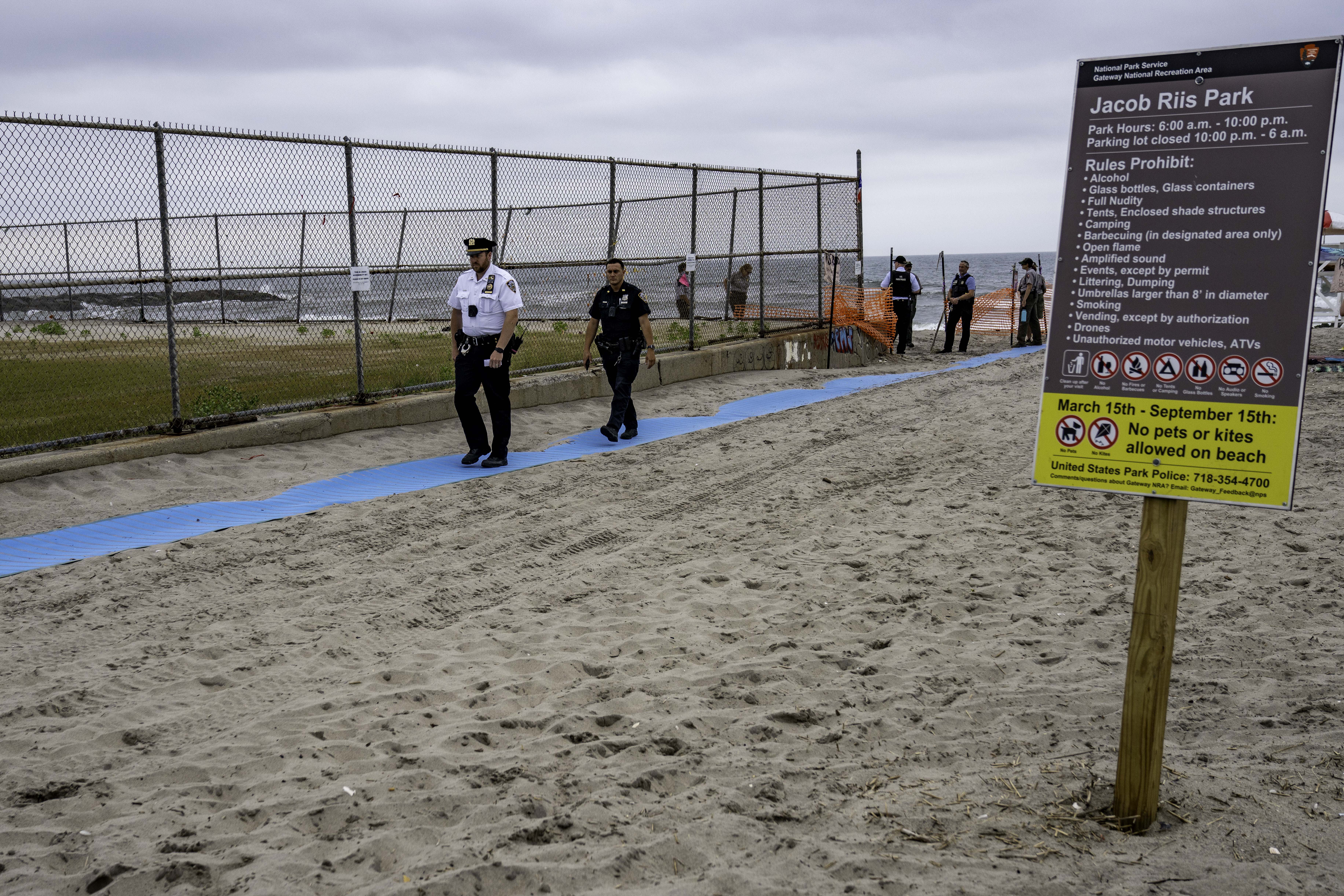 The body of missing teen swimmer 17yr old Christian Perkins was recovered in the waters off Jacob Riis Park Beach in Queens on Sunday June 30, 2024. 1055. (Theodore Parisienne for New York Daily News)