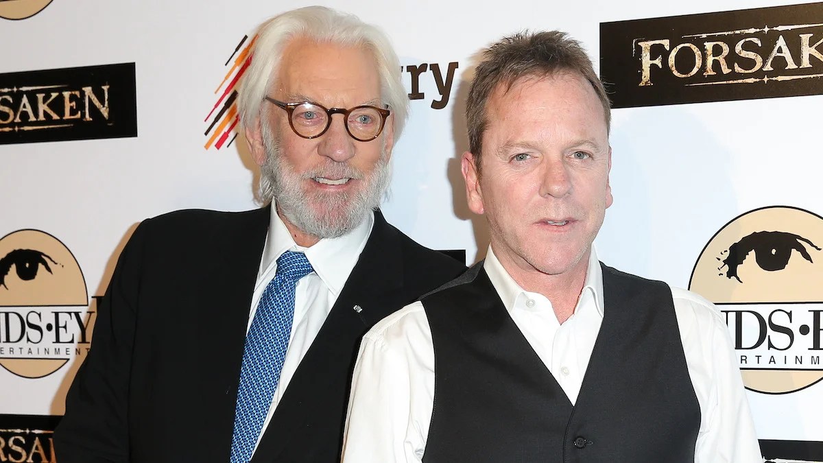 Donald Sutherland and Kiefer Sutherland attend a 2016 screening for "Forsaken" in Los Angeles (Credit: Imeh Akpanudosen/Getty Images)