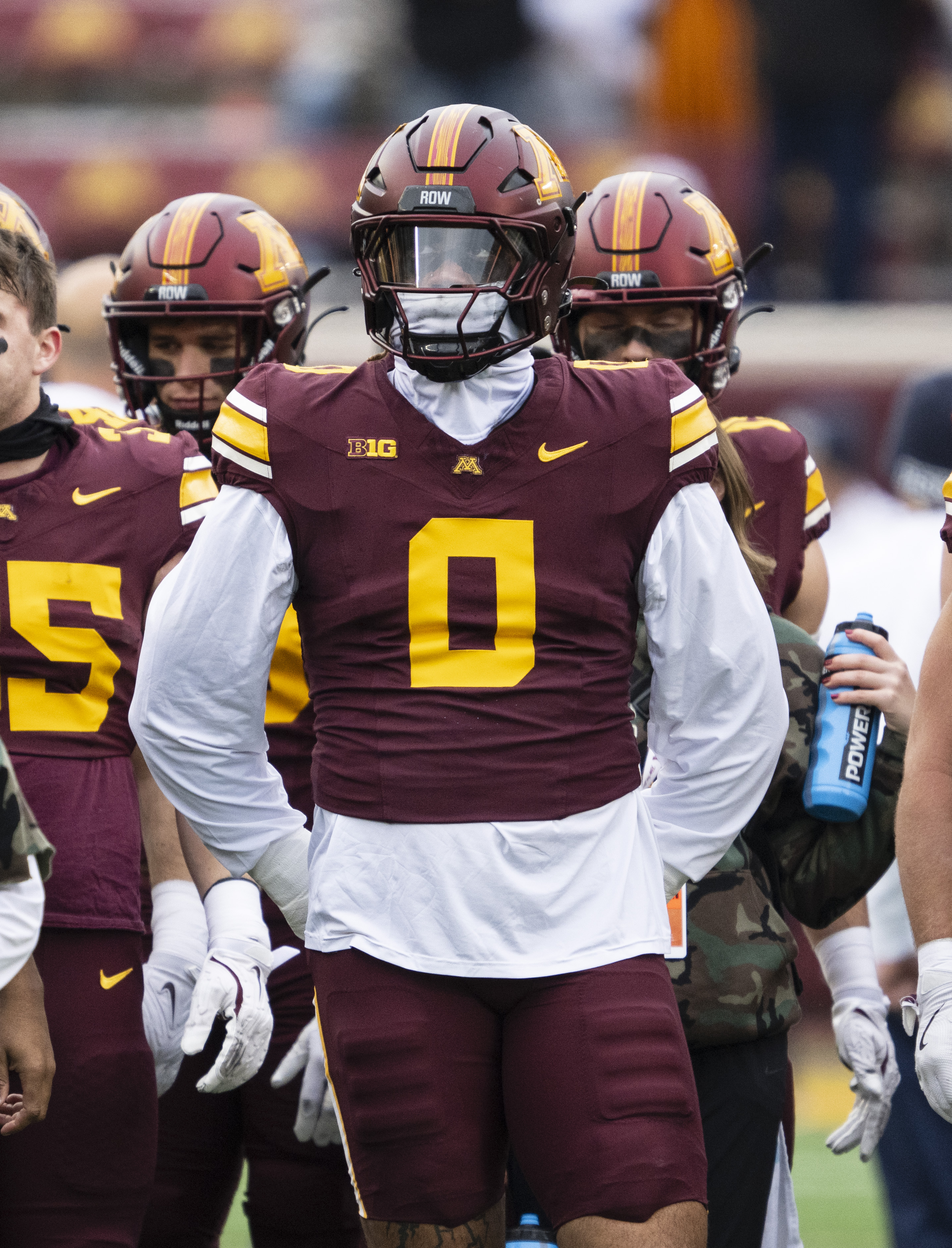 Minnesota Gophers defensive lineman Anthony Smith (0) during warmup before the start of a NCAA football game against the Penn State Nittany Lions at Huntington Bank Stadium in Minneapolis on Saturday, Nov. 23, 2024. (John Autey / Pioneer Press)