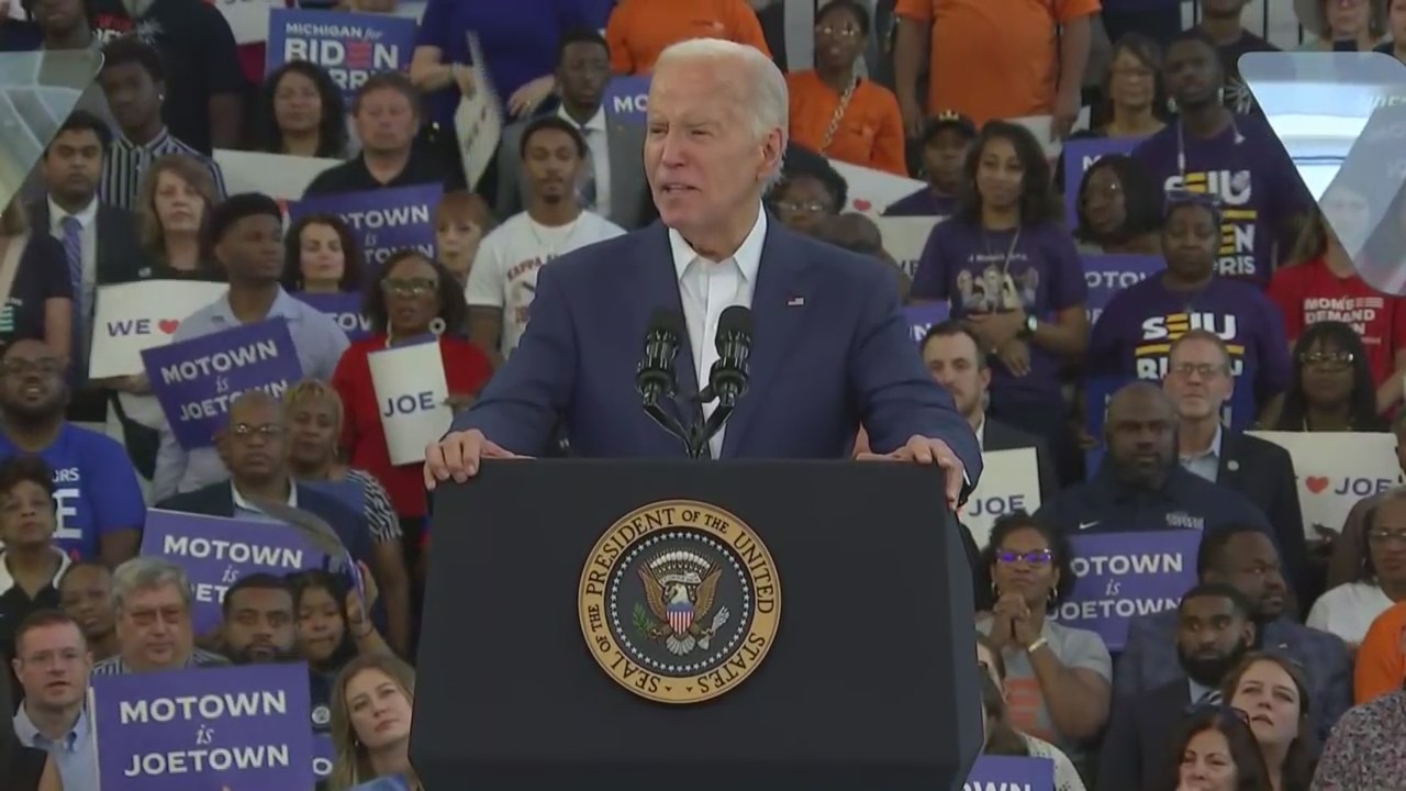 President Joe Biden speaks at a campaign event at Renaissance High School in Detroit on July 12. 2024.