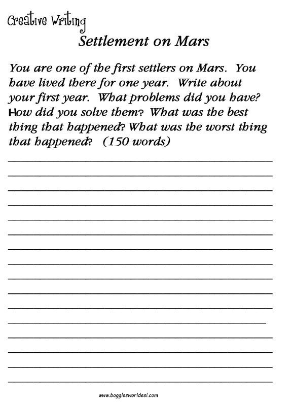 creative writing worksheets