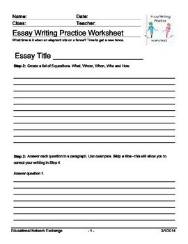 essay writing practice worksheet by educational network exchange