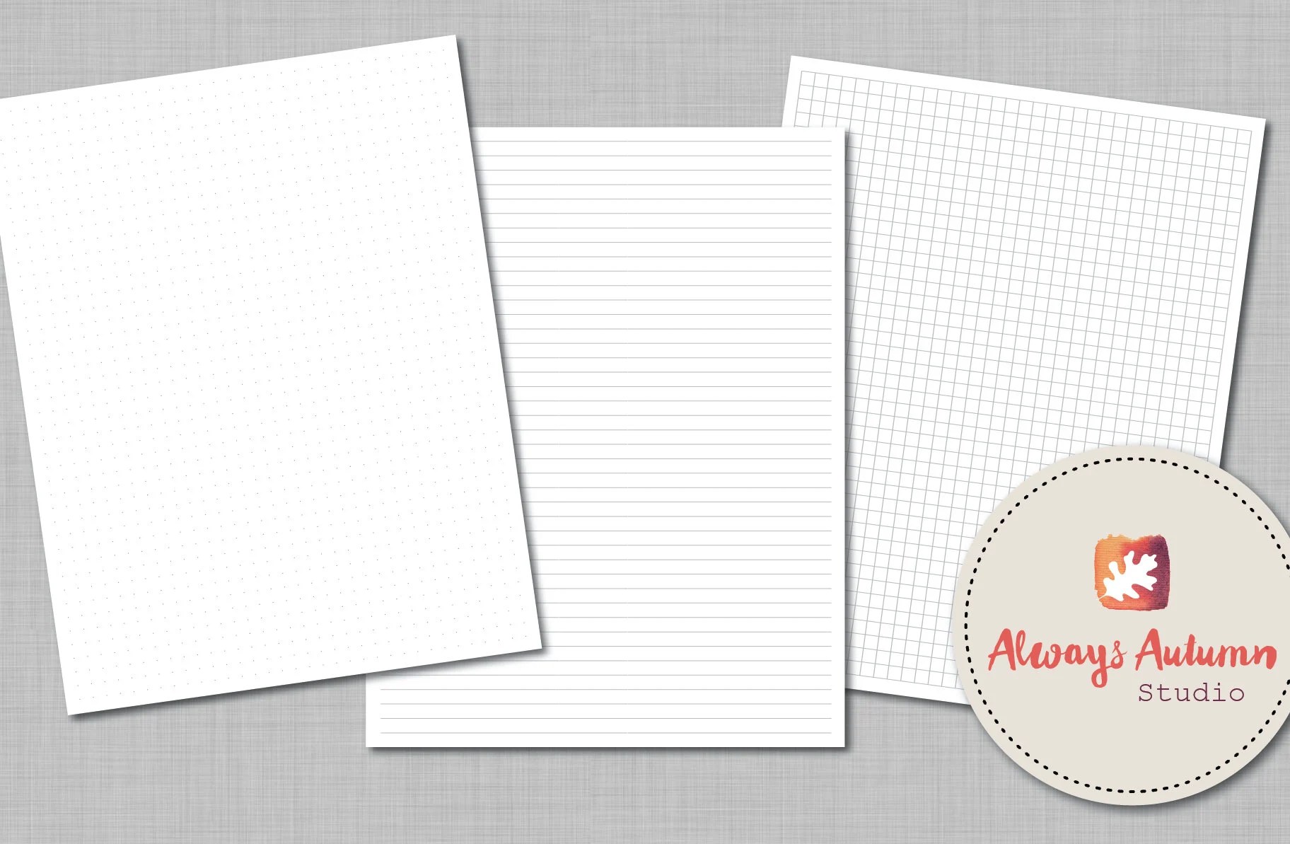 printable bullet journal bujo notebook dot grid lined paper etsy