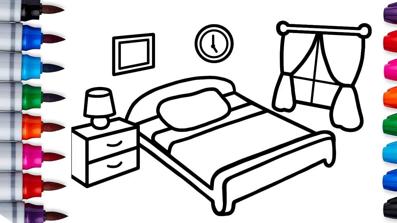 32 gambar kartun ruang tidur gambar kartun ku · 30 trend terbaru gambar meja ruang tamu kartun rumowl. Cara Menggambar Dan Mewarnai Bedroom Kamar Tidur Drawing And Coloring Pages Learn Colors Youtube