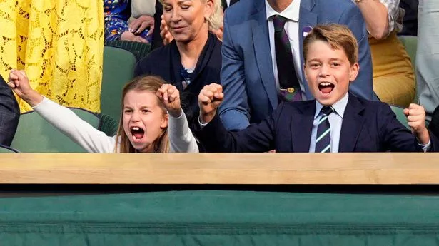 Prince George with his sister Princess Charlotte at the Wimbeldon final