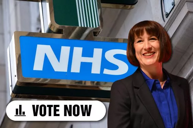 Chancellor Rachel Reeves and the NHS logo