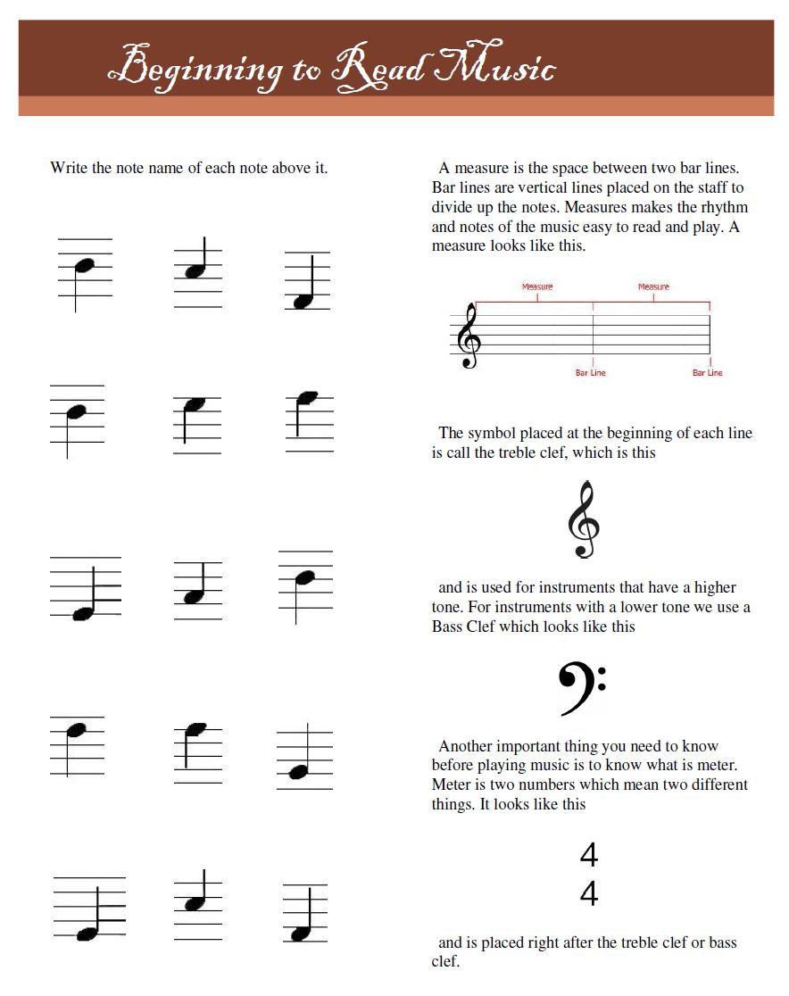 Musical Strings My Music Reading Sheets for Violin