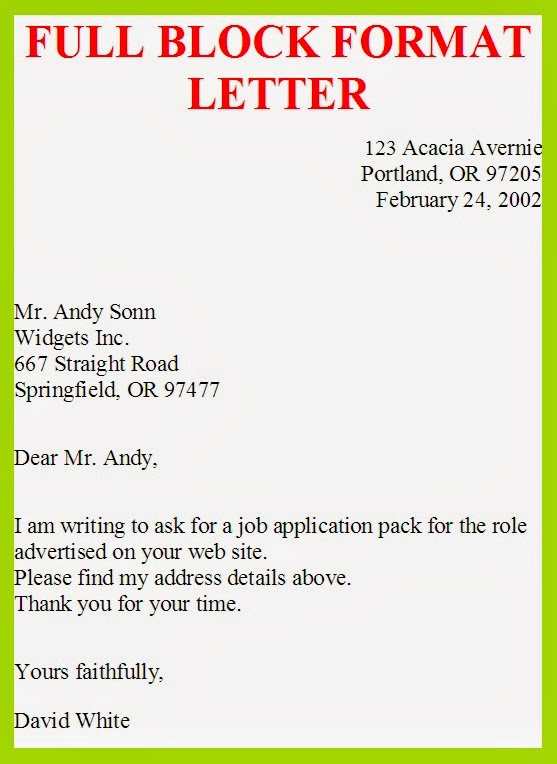 Business Letter Template Full Block Style Sample Business Letter