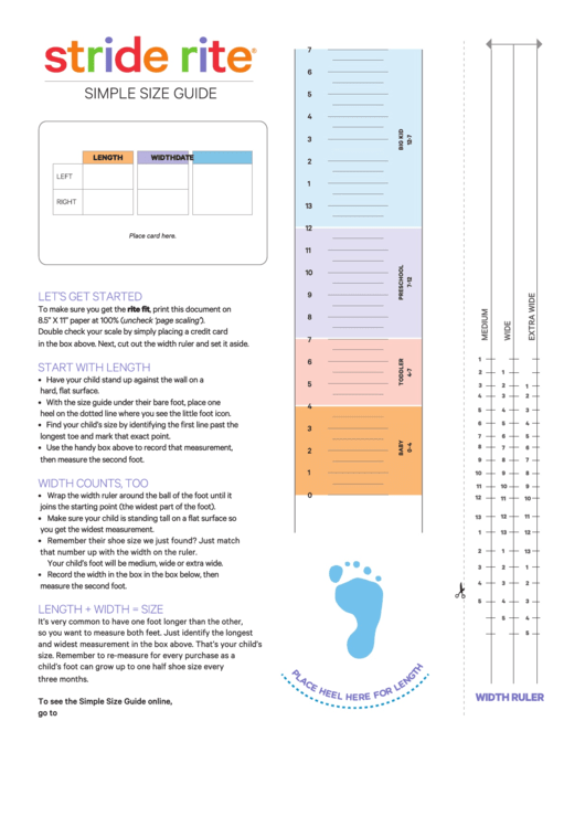 Stride Rite Kids Shoe Size Guide printable pdf download