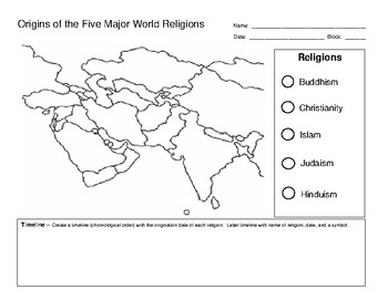 World Religions Map Worksheet