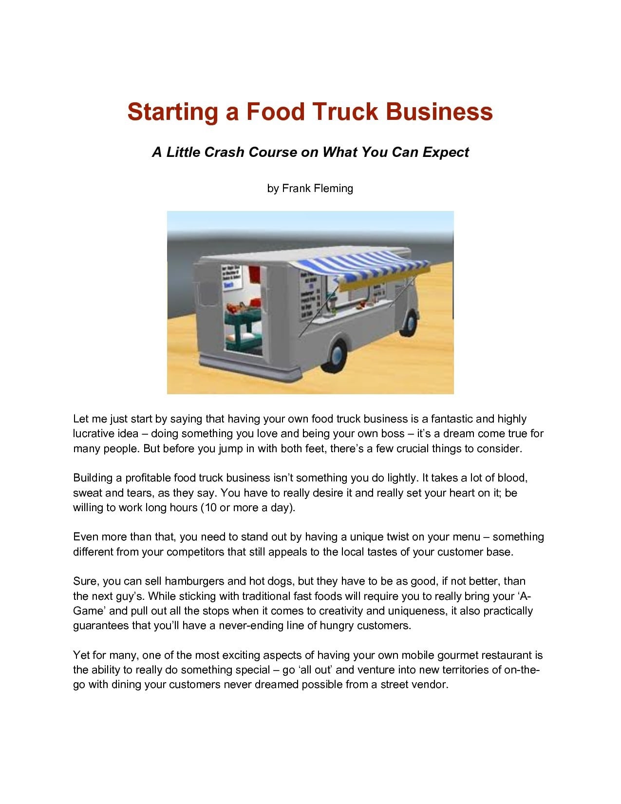 9+ Food Truck Business Plan Examples PDF Examples