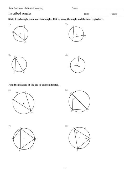 Arcs And Angles Worksheet - Printable Sheet Education