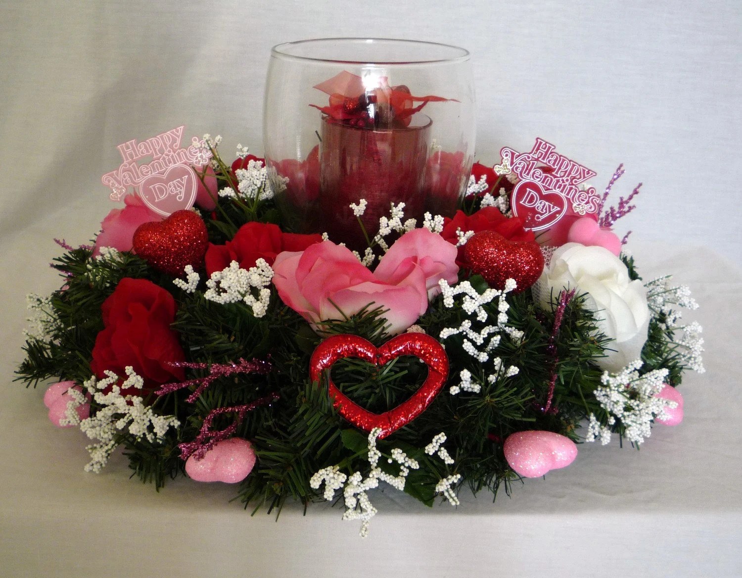 Valentines Day Decor Table Centerpiece Candle Centerpiece