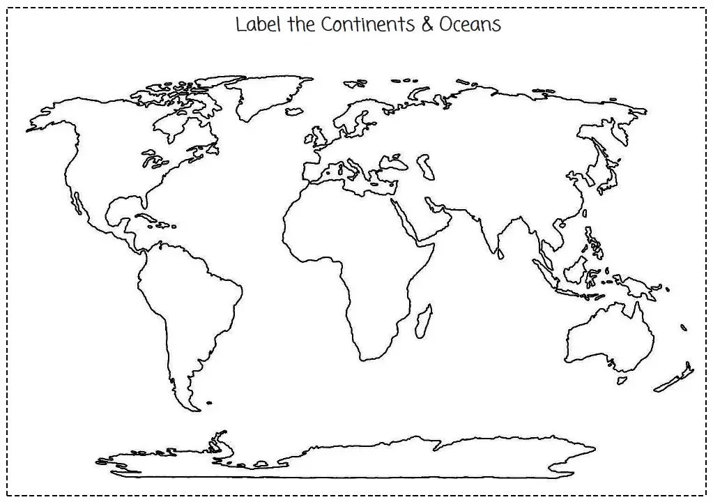 Blank Map Of Continents And Oceans To Label Pdf 38 Free Printable Blank Continent Maps Kitty Baby Love