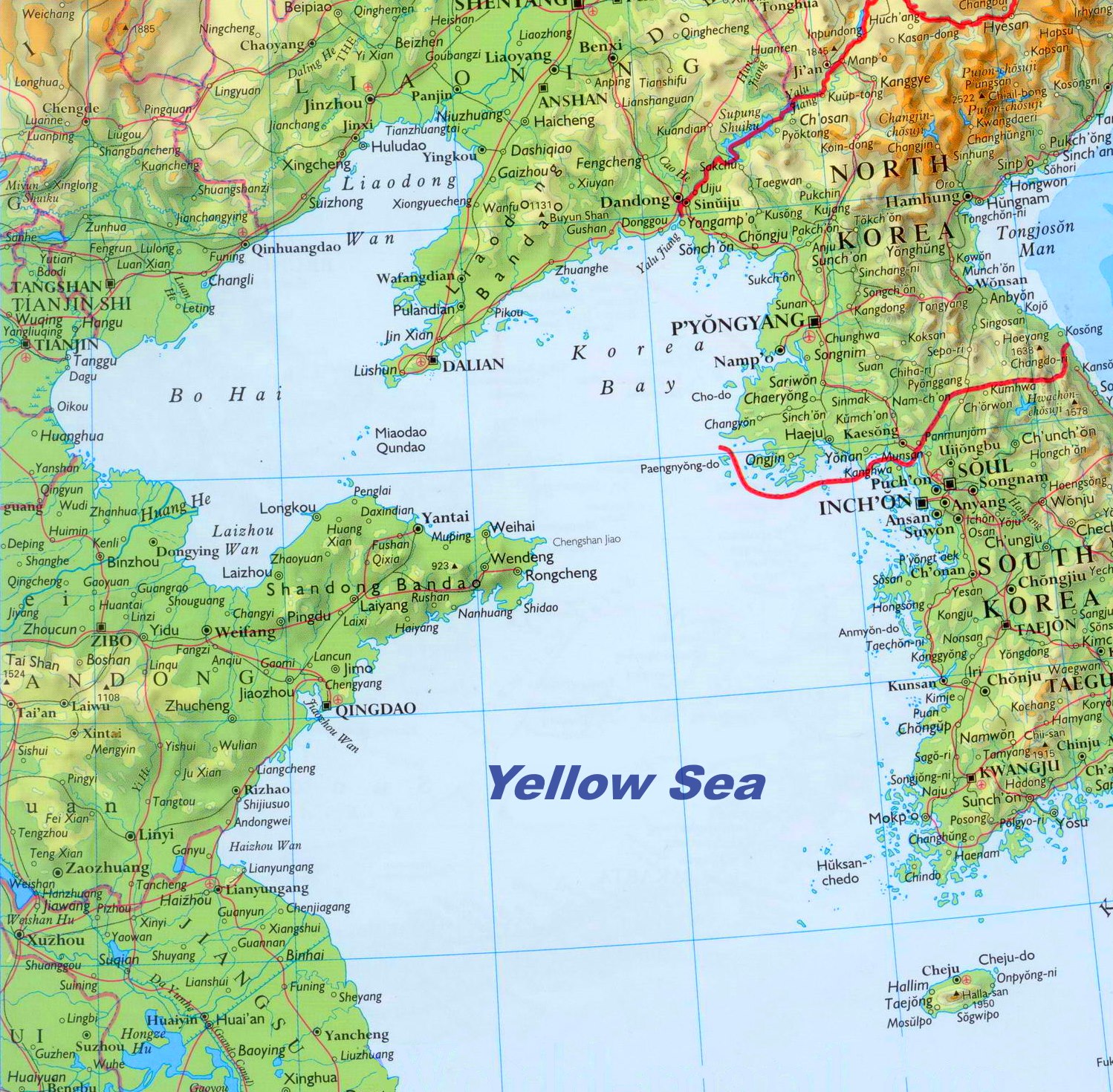 Yellow Sea On World Map Large detailed map of Yellow Sea