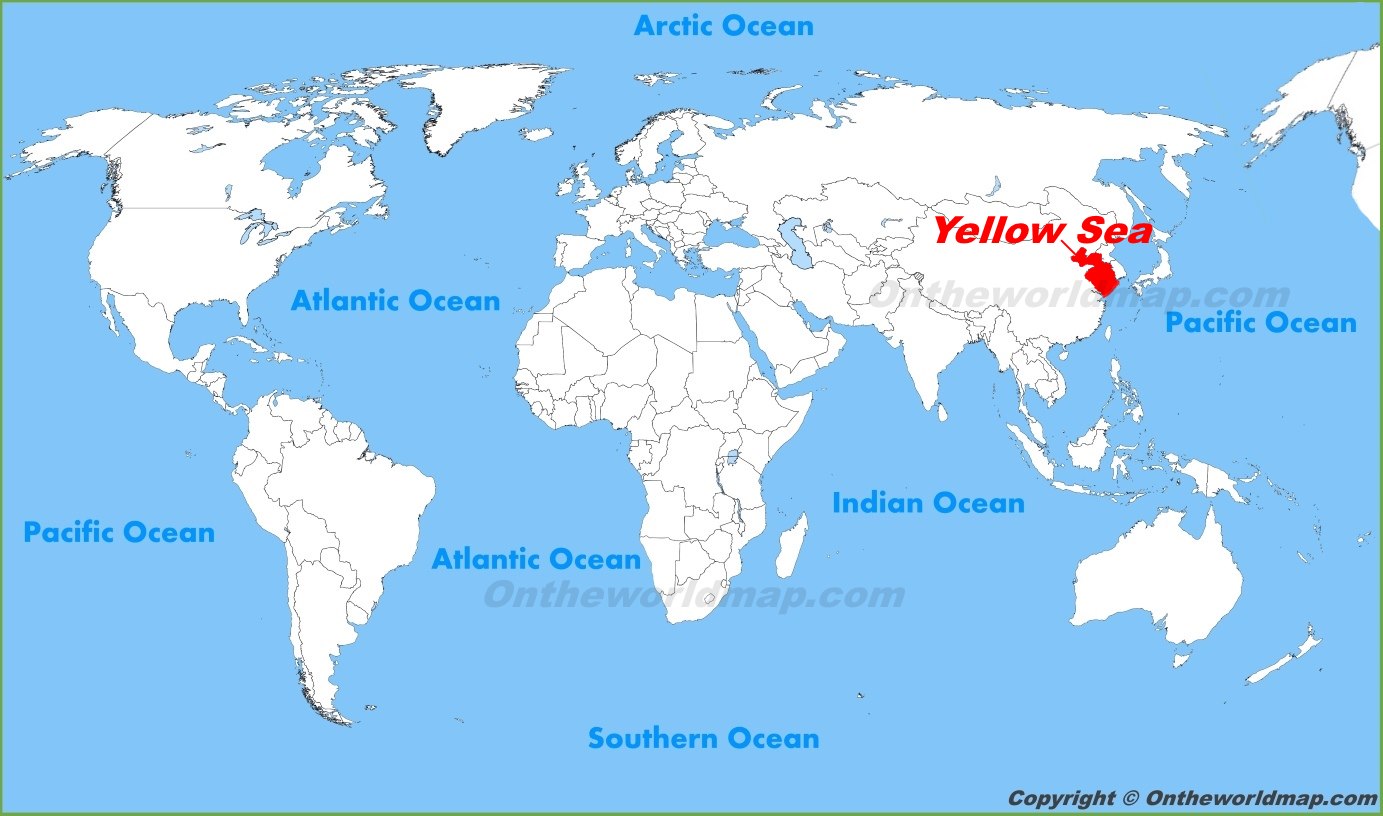 Yellow Sea On World Map Yellow Sea location on the World Map