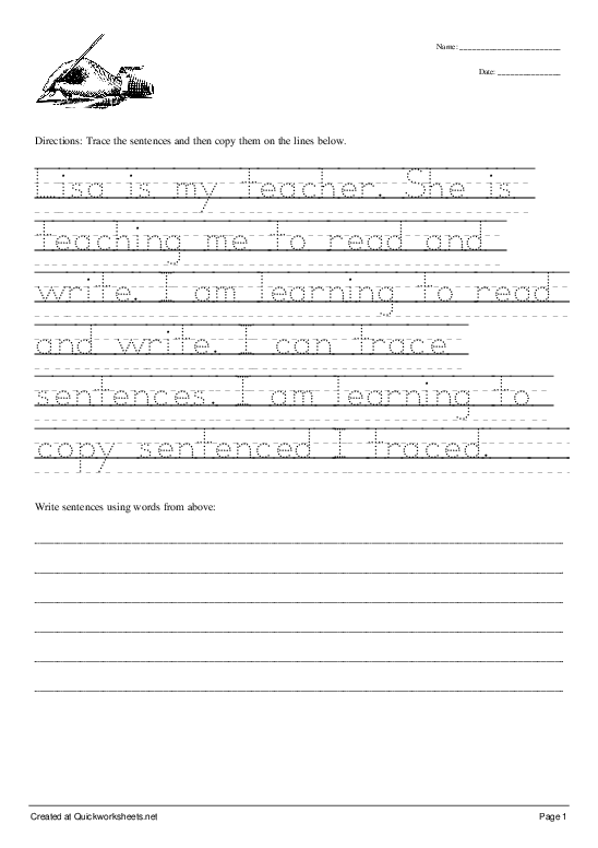 [untitled worksheet] Handwriting Worksheet Quickworksheets