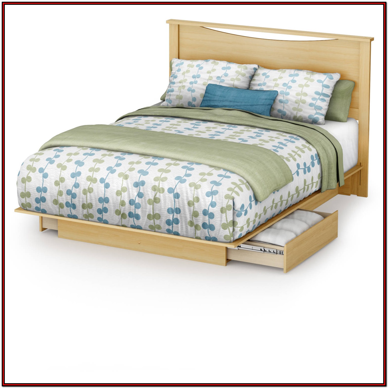 Queen White Wood Platform Bed With Storage