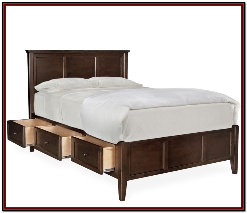 White Queen Platform Bed With Storage