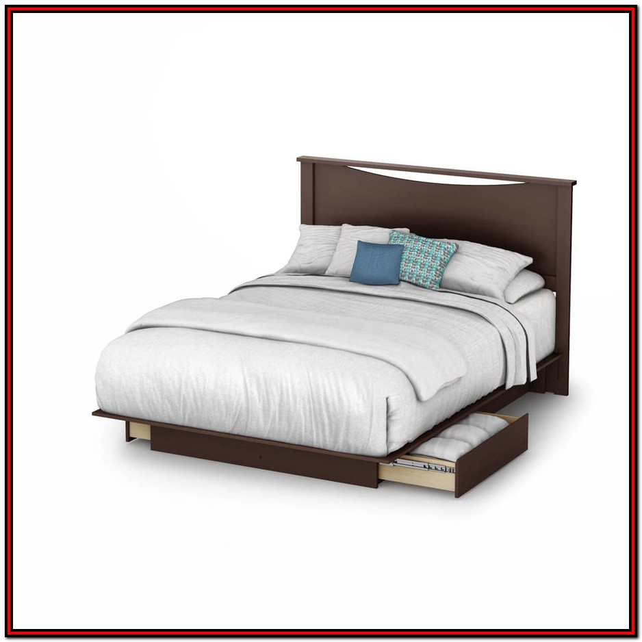 White Queen Size Platform Bed With Storage