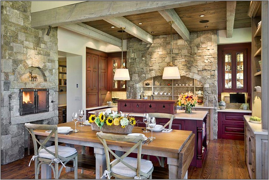 Decorative Stone Wall Living Room