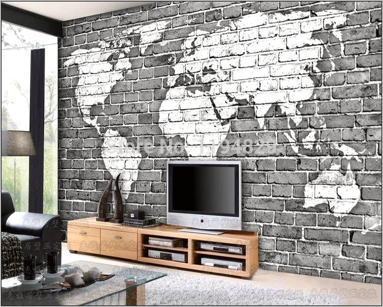 Gray Brick Wall Living Room