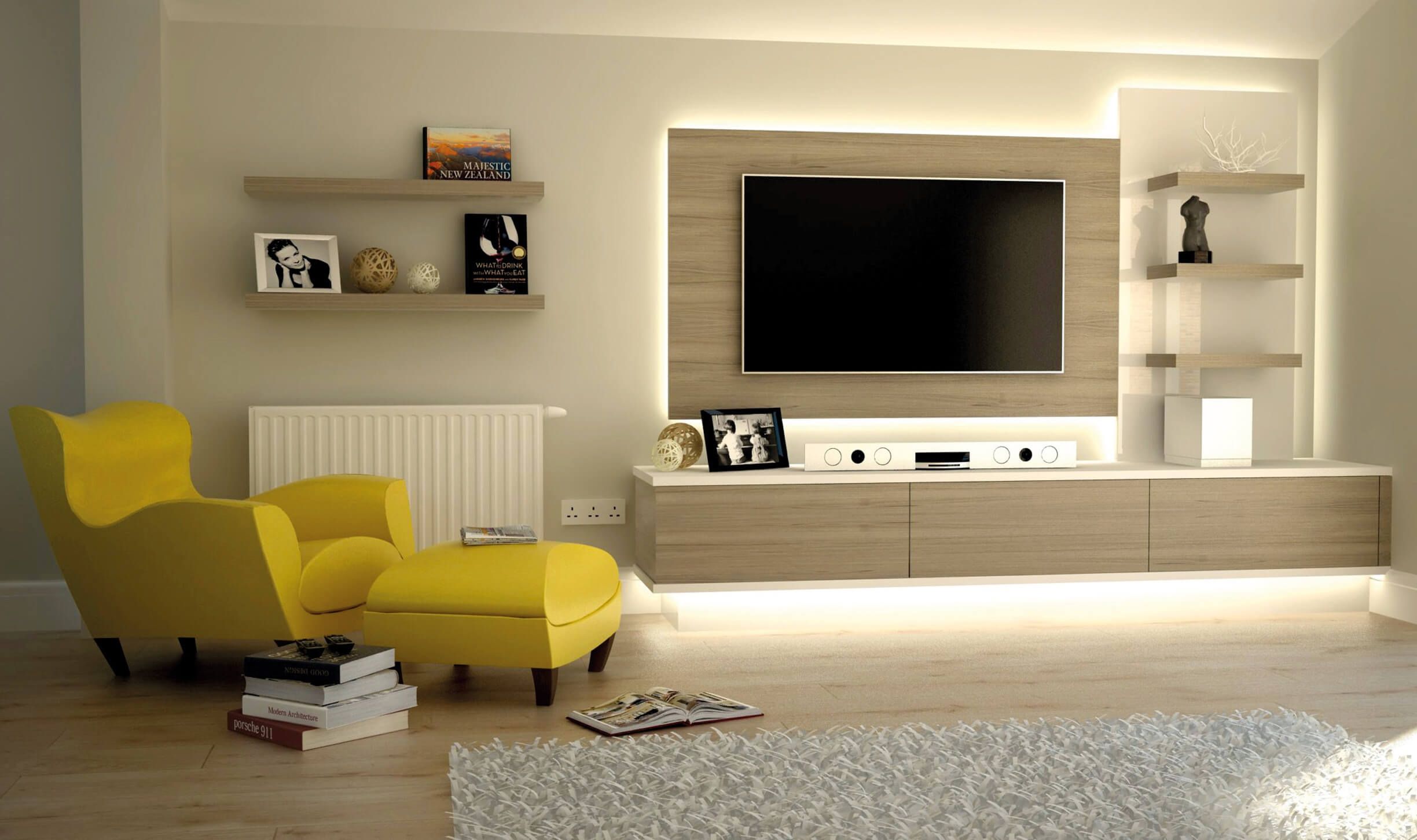 11 Sample Designs Of Wall Units For Living Room With DIY