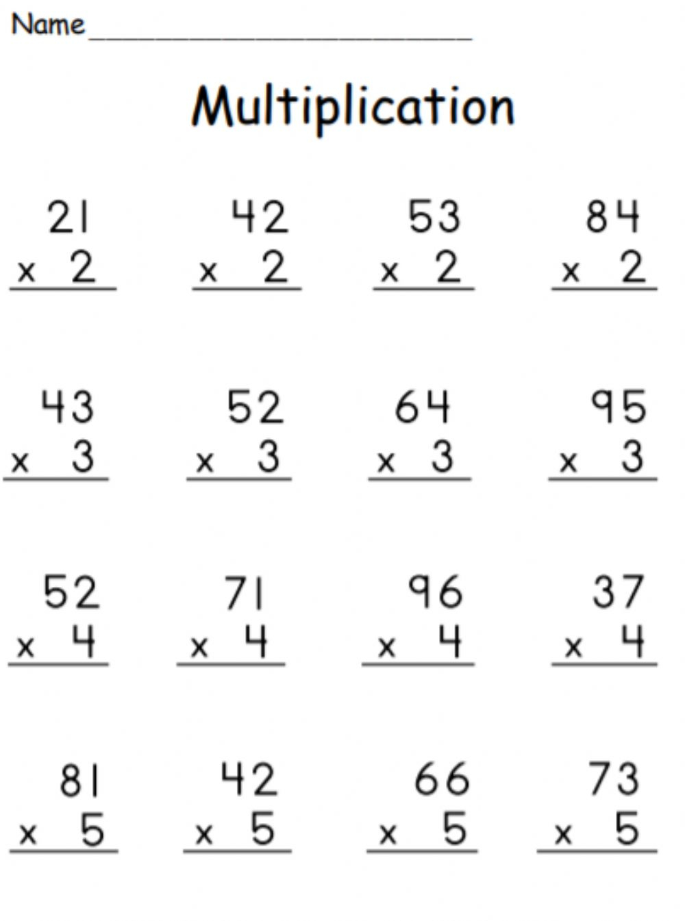 2 Digit By 2 Digit Multiplication Worksheets With Answers Times