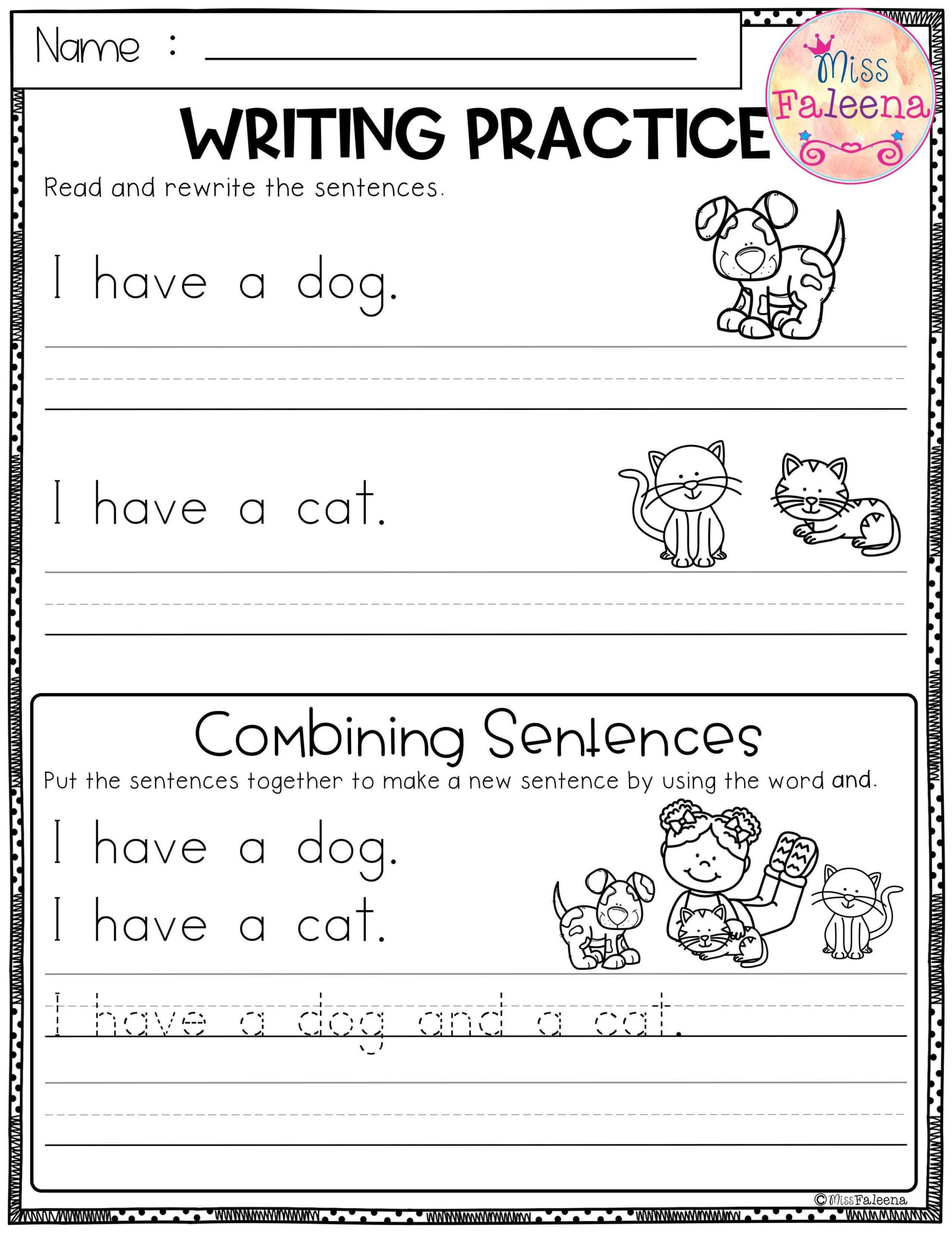 Sentence Tracing Worksheets Free