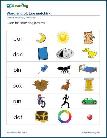 grade 1 grammar worksheets k5 learning - first grade vocabulary