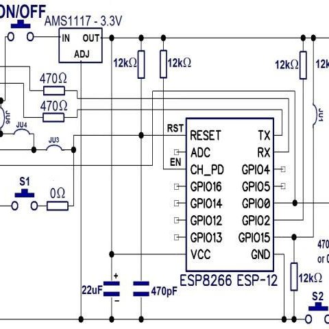 ESP8266 block diagram with its main internal functional blocks