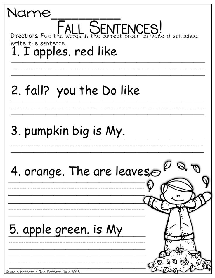 15 Best Images of Kindergarten Sentence Building Worksheets