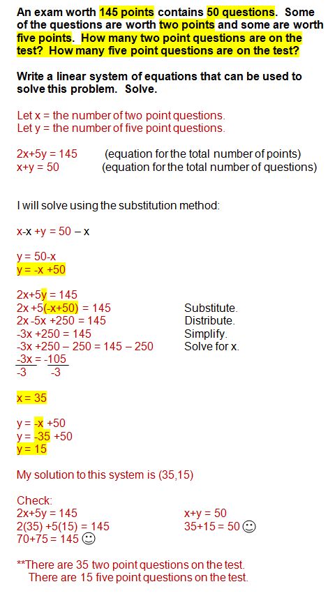 Systems Of Equations Word Problems