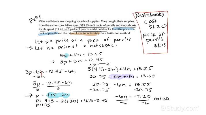 Linear Equations Using Substitution