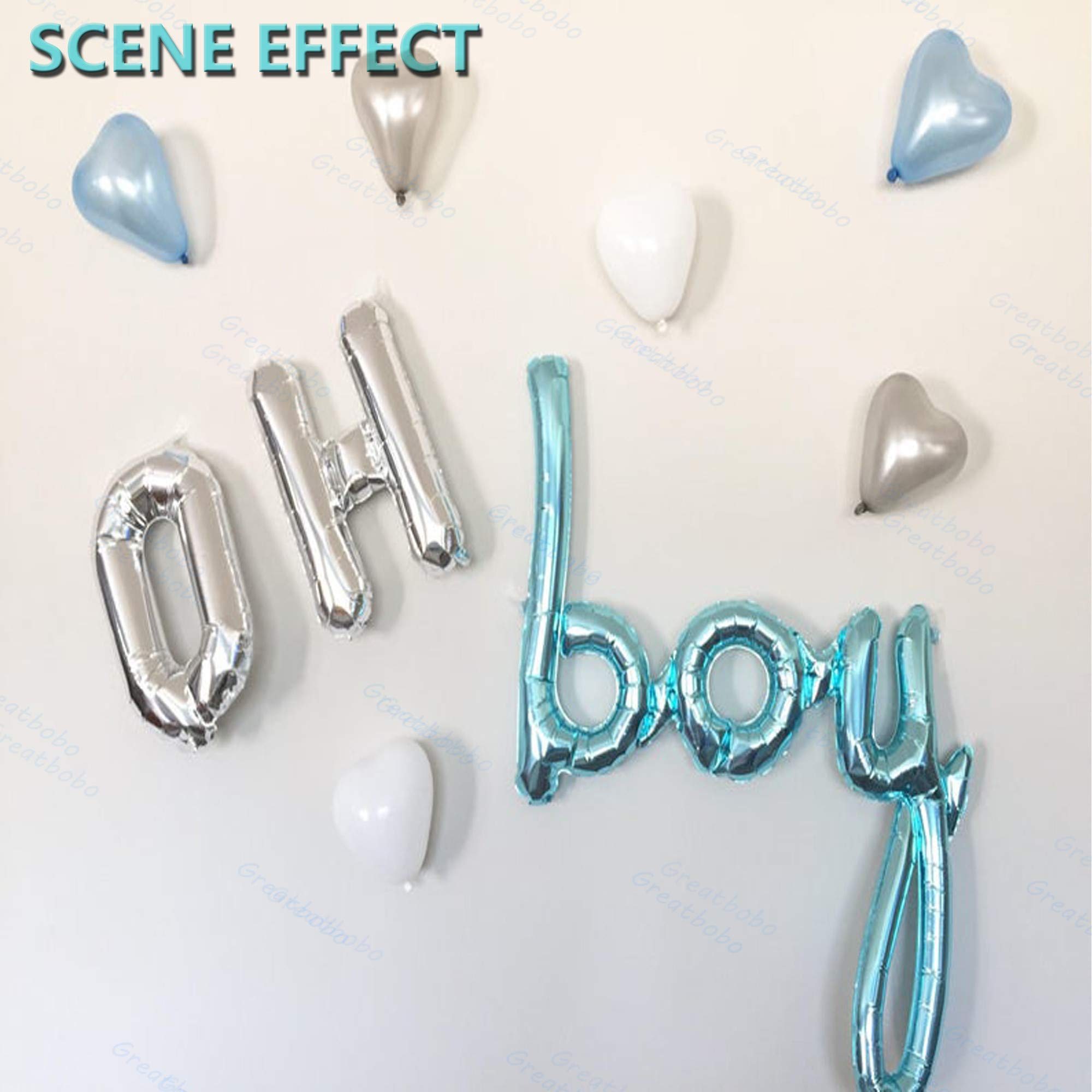 OH BOY Silver Blue ZS23 Combination Alphabet Mylar Foil Balloons Letter ...