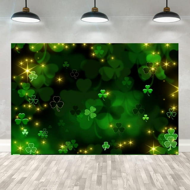 Happy St. Patrick’s Day Backdrop Glitter Bokeh Green Clover Lucky Irish ...