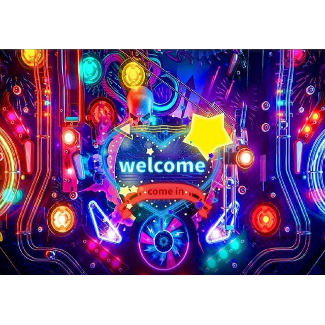 Neon Retro Art Photo Background Banner Custom Birthday Backdrop Vinyl ...