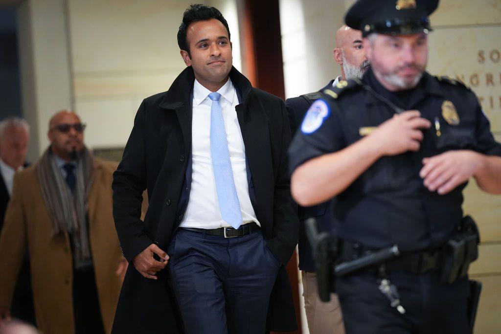 Vivek Ramaswamy arrives at the US Capitol with Tesla CEO Elon Musk,